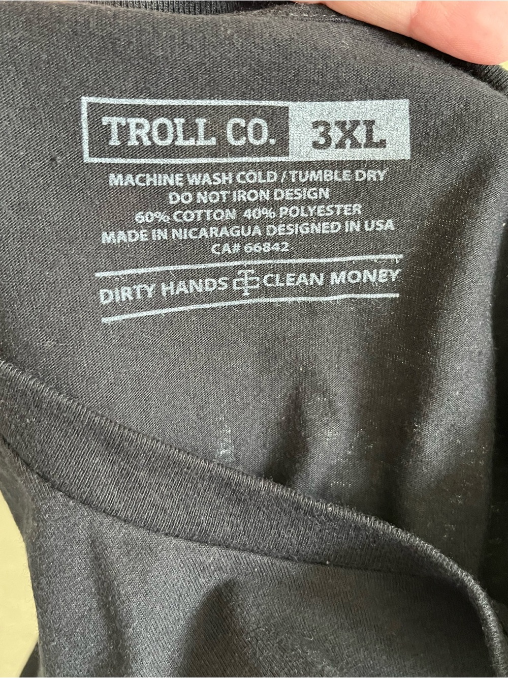 NWT Troll Co. Dirty Hands Clean Money Black Short Sleeve T-Shirt Size L & 3X - Picture 11 of 12